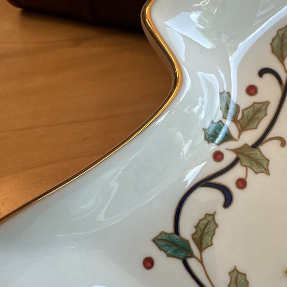 Mikasa Porcelain 8" Holiday Christmas Tree Candy Dish GOLD NIB  Trinket Holiday - Picture 5 of 7